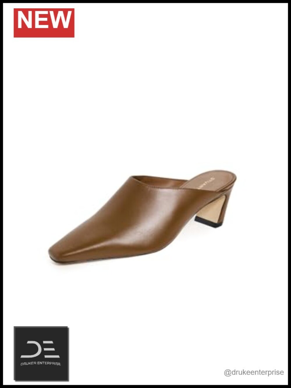 Faux Leather Stassi Mules with Block Heel Slip-On
